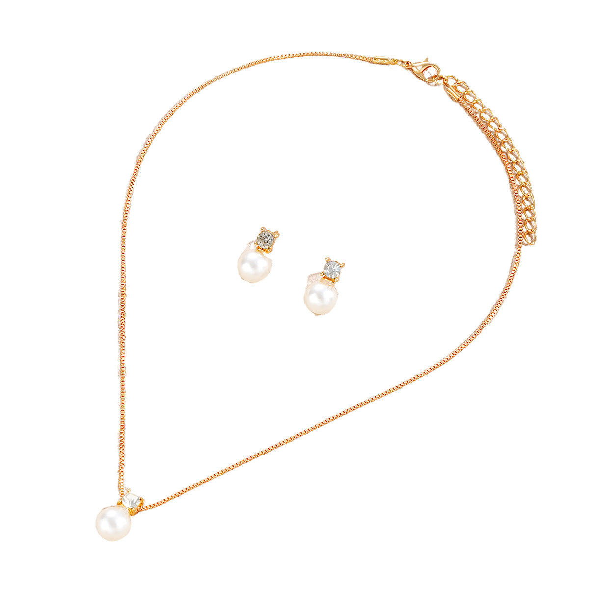 Conjunto de collar y pendientes con perlas de circonita elegantes a la moda para mujer