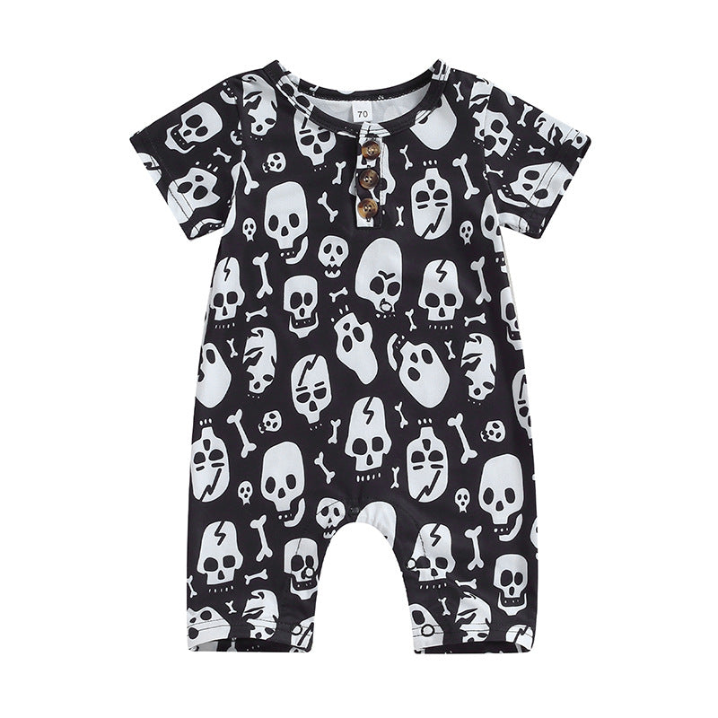 Pelele informal de algodón con estampado de calavera para Halloween para bebé y niño