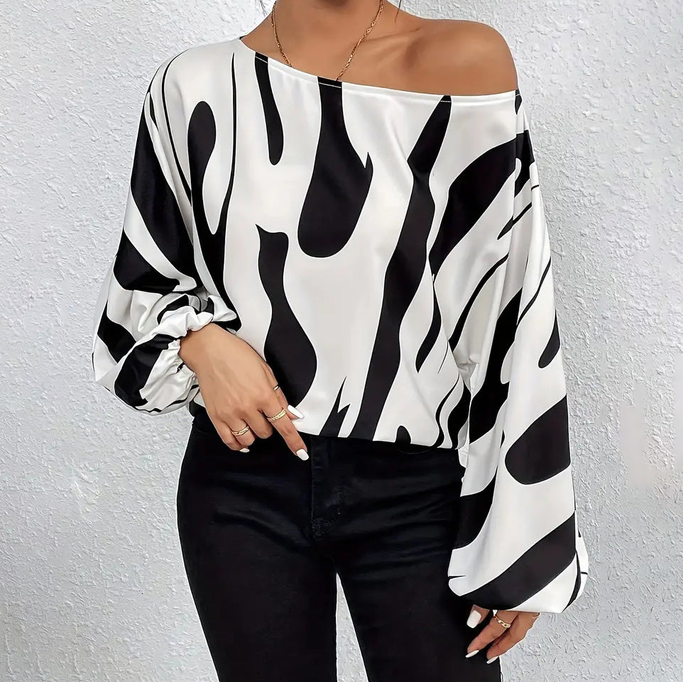 Blusa informal con estampado geométrico a la moda para mujer