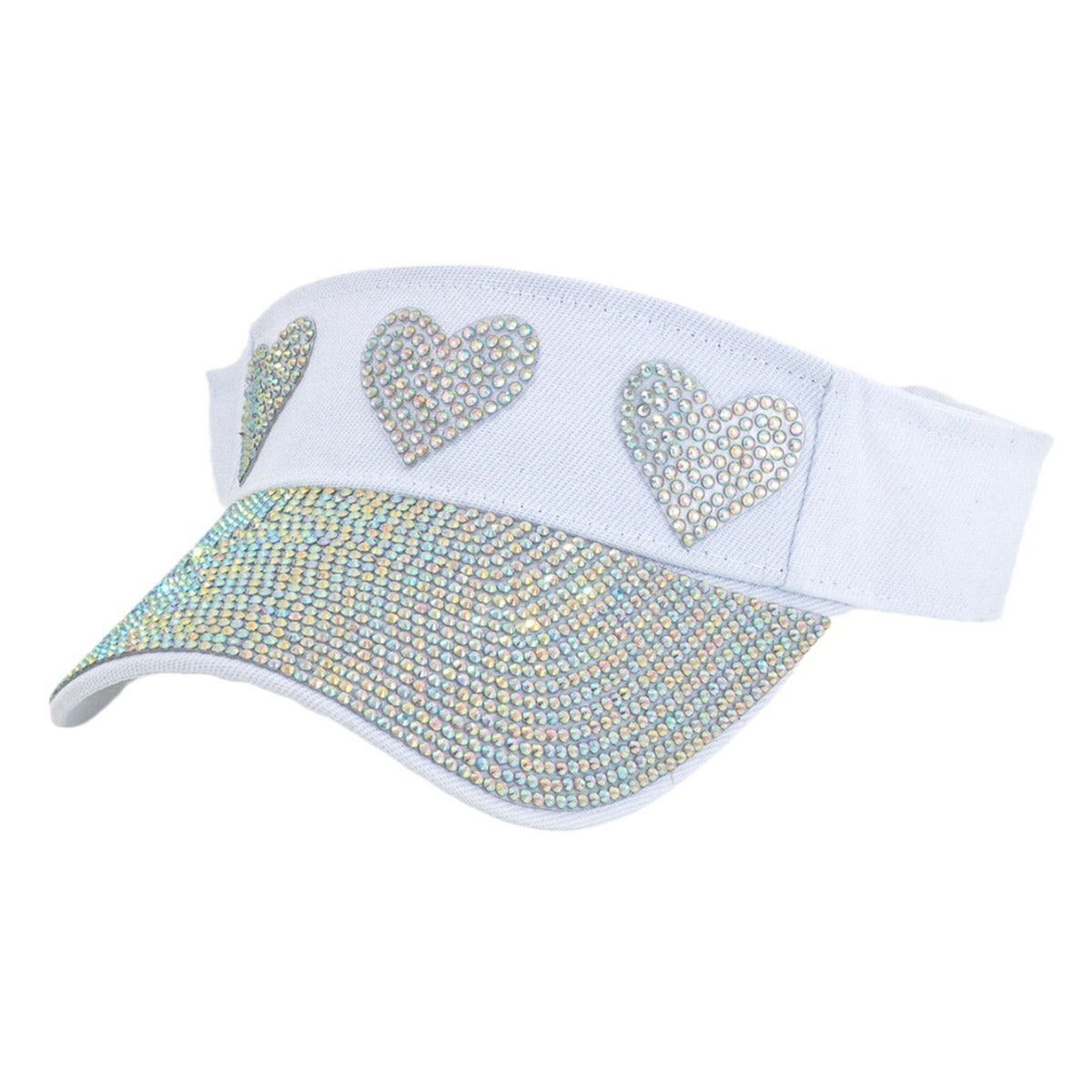 Gorra de béisbol para pareja con diamantes de imitación en forma de corazón