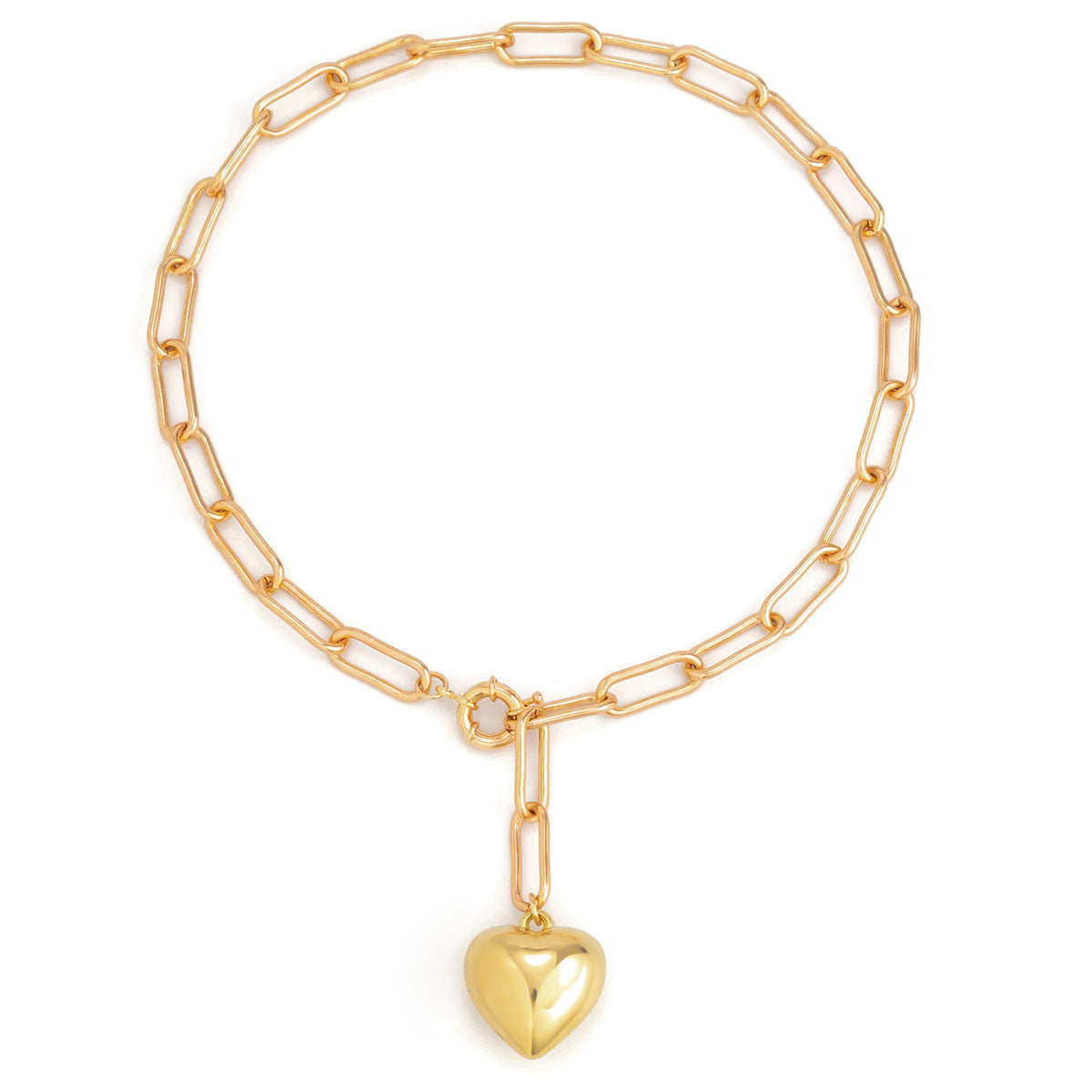 Collar sencillo con hebilla de corazón en forma de Y - Dorado