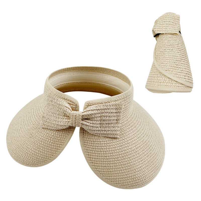 Women Fashion Casual Solid Color Straw Hat for Sun Protection
