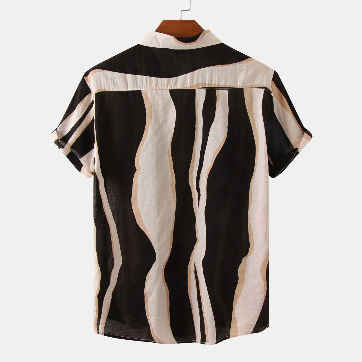 Camisa informal con estampado de rayas de moda de verano para hombre