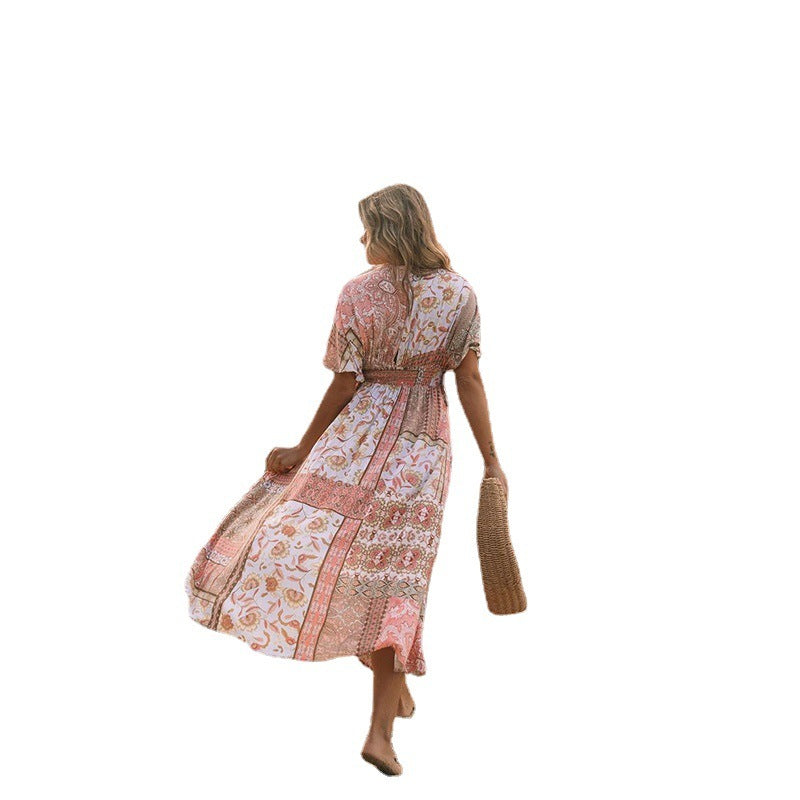 Fashion Women Vintage Boho Graphic Print Cover-Up