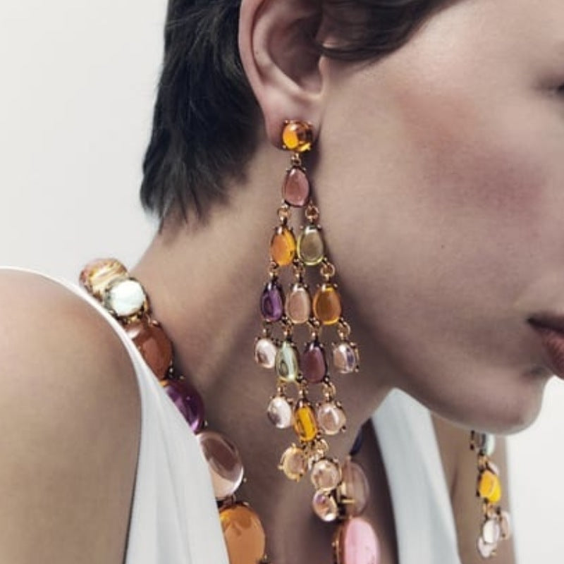Pendientes bohemios de cuentas multicolores para mujer