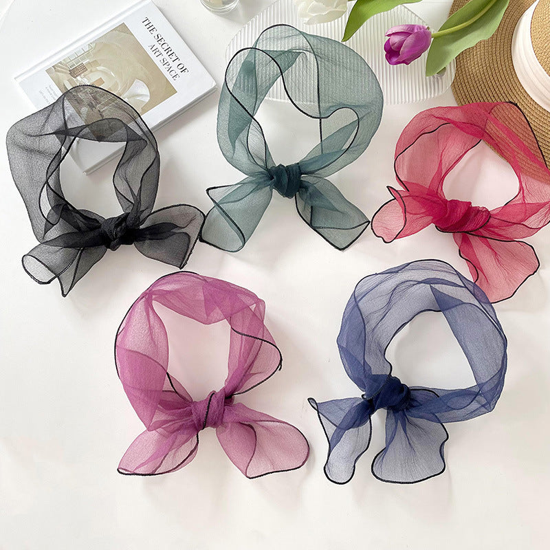 Bufanda larga de organza fina de verano para mujer, color liso