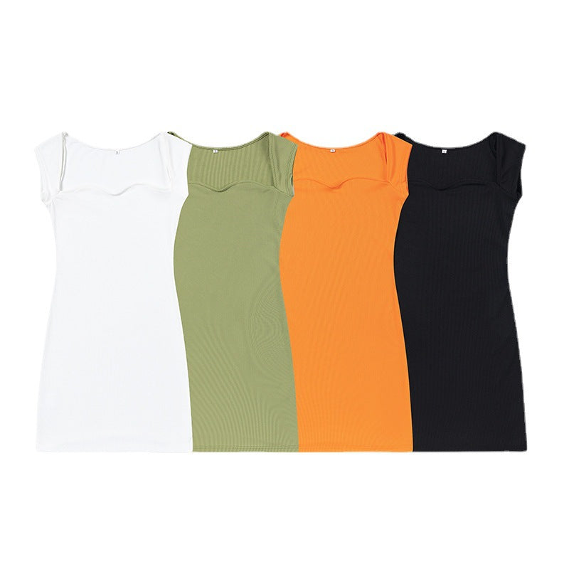 Women Fashion Sexy Solid Color Knitted Dress