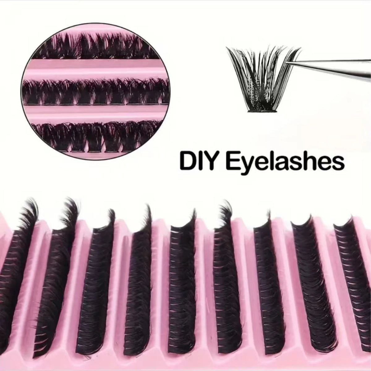 Faux cils segmentés auto-greffables pour femmes, 200 touffes, plateau jaune, DIY