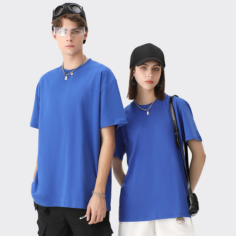 Camiseta informal de manga corta con cuello redondo y color liso para hombre y mujer