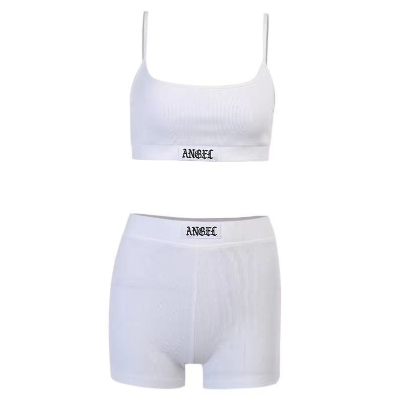 Women Fashion Sexy Solid Color Thread Camisole Set