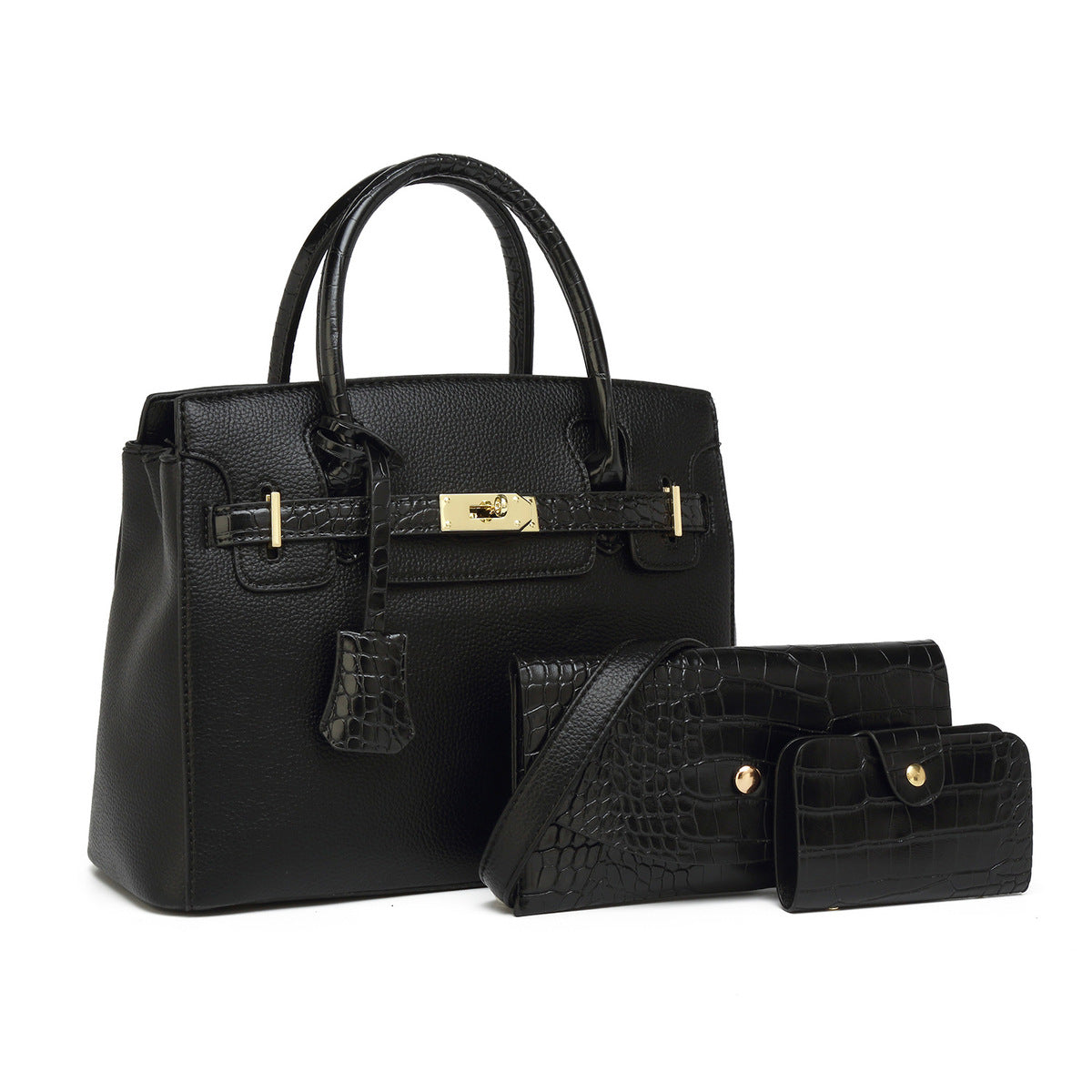 Ensemble de trois sacs à main tendance de grande capacité, couleur unie