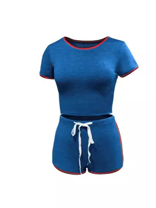 Conjunto de camiseta informal de moda para mujer con contraste de color
