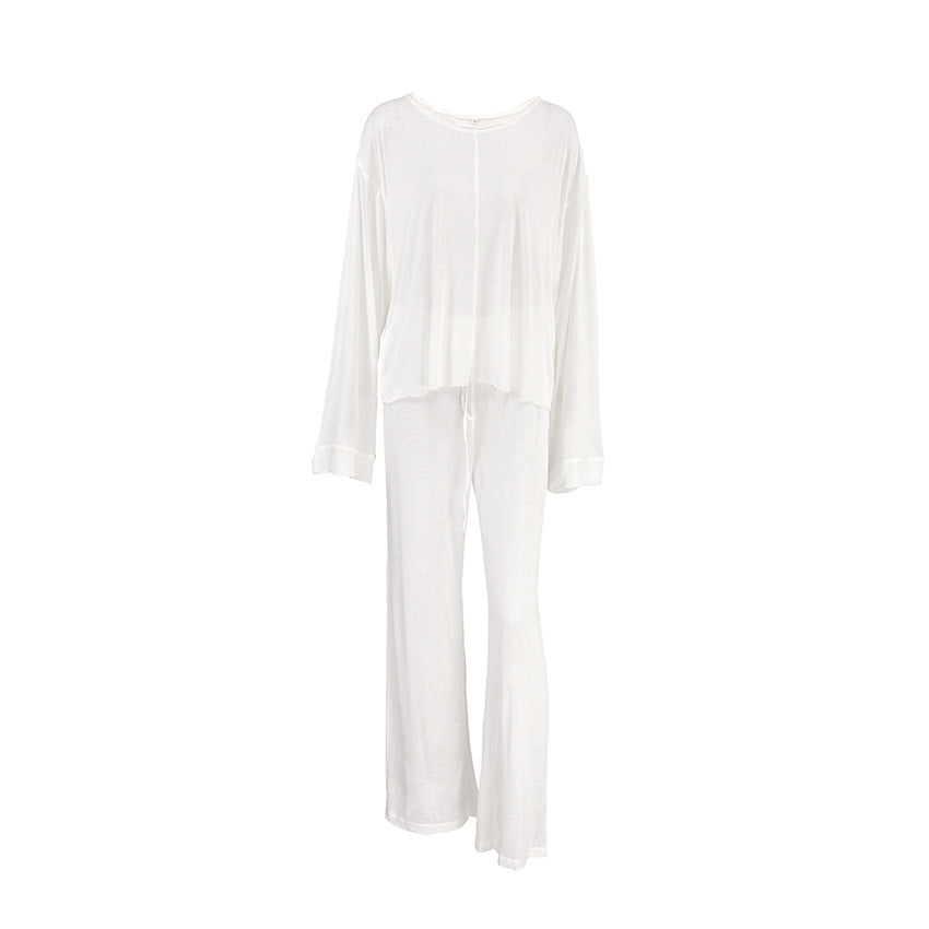 Women Casual Knitted Long Sleeve Pajama Set