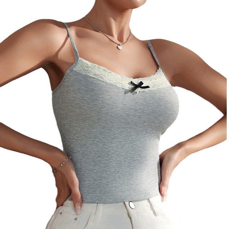 Haut caraco en dentelle unie à col rond pour femme - Col ras du cou en viscose, style élégant