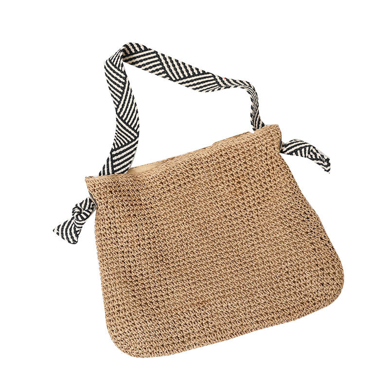 Bolso de hombro bohemio informal tejido de gran capacidad