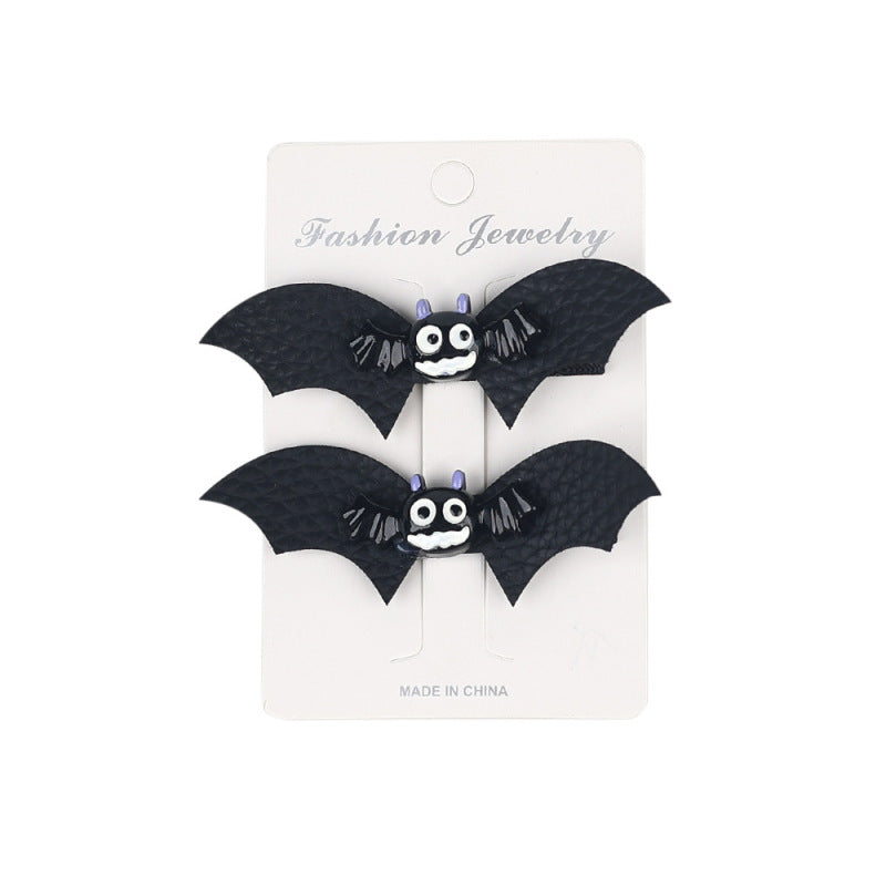 Ensemble de pinces à cheveux en cuir avec nœud chauve-souris pour enfants Halloween