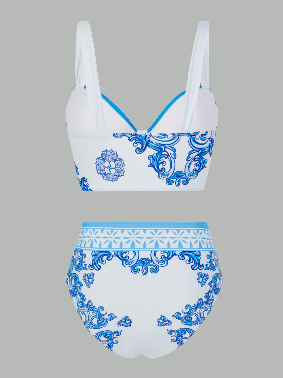Conjunto de bikini de malla con estampado geométrico informal para mujer