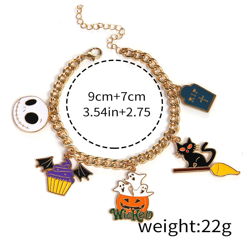 Pulsera fantasma con cabeza de calabaza esmaltada para Halloween