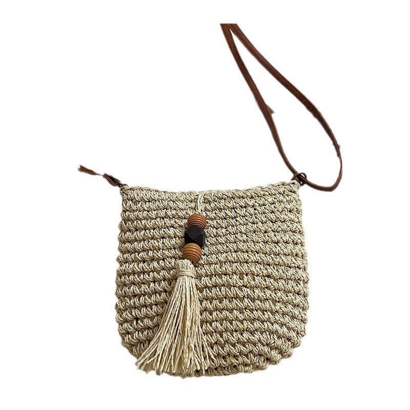 Bolso de hombro tejido informal bohemio