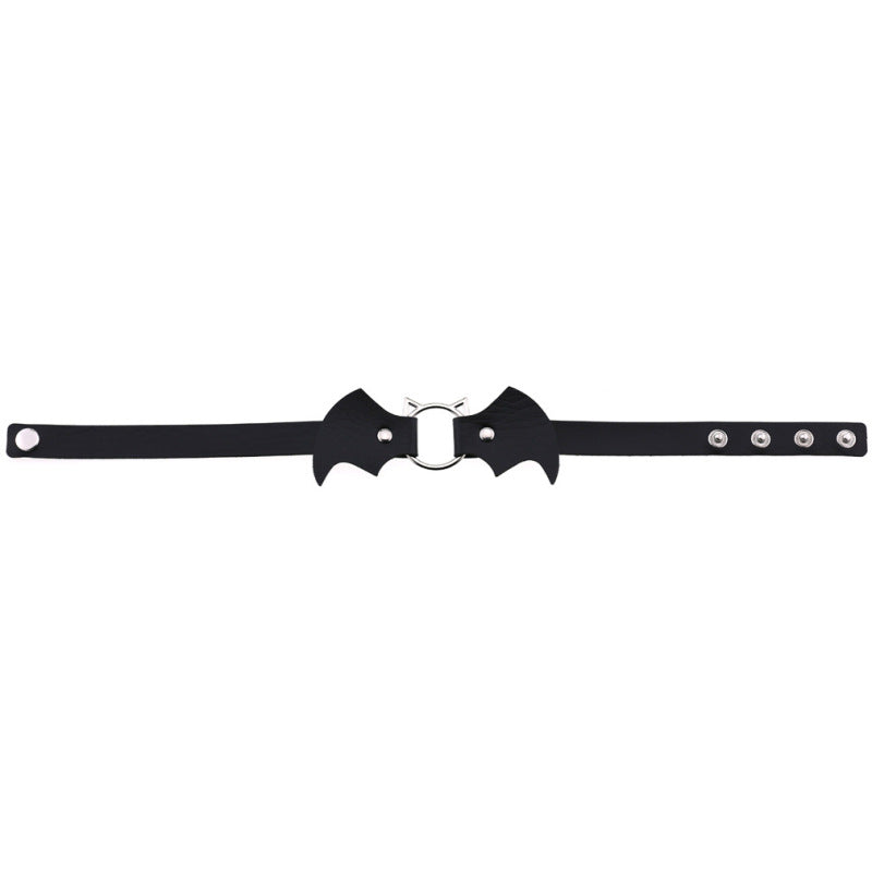 Halloween Women Gothic Bat Pu Leather Chokers