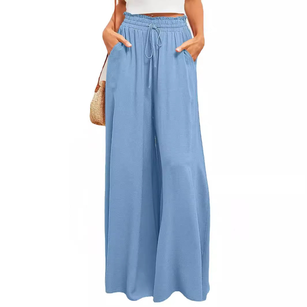 Casual Wide Leg Loose Women's Solid Pants