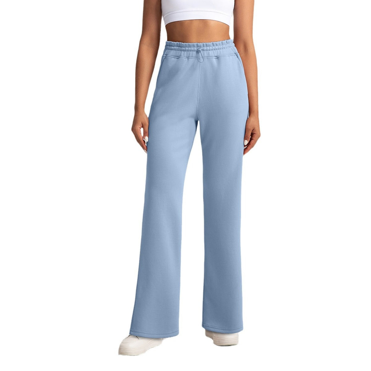 Pantalones de yoga de cintura alta de color sólido informales para mujer