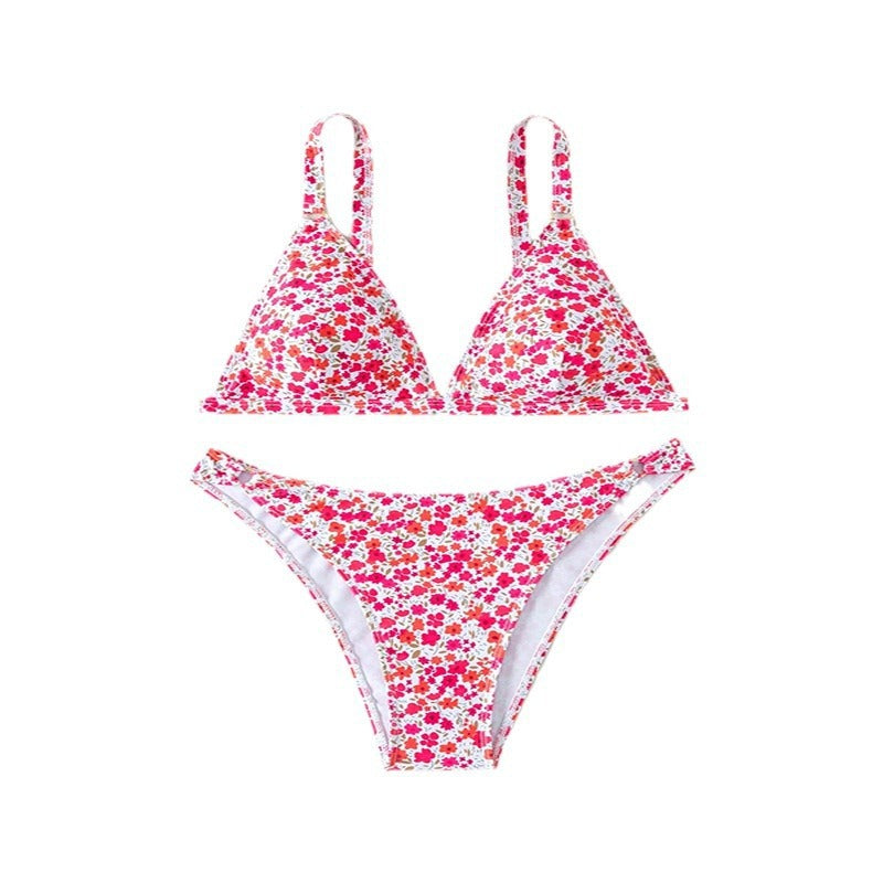 Bikini sexy con estampado de flores diminutas para mujer