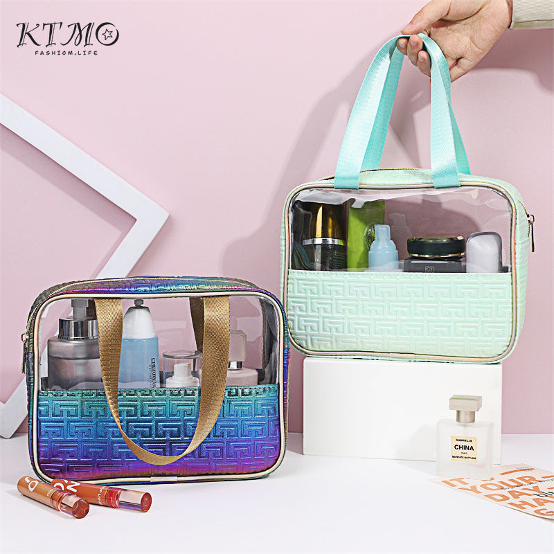 Bolsa de cosméticos de PU impermeable de gran capacidad