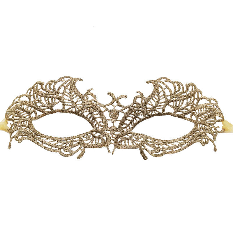 Women Sexy Hollow Half Face Gold Thread Lace Mask