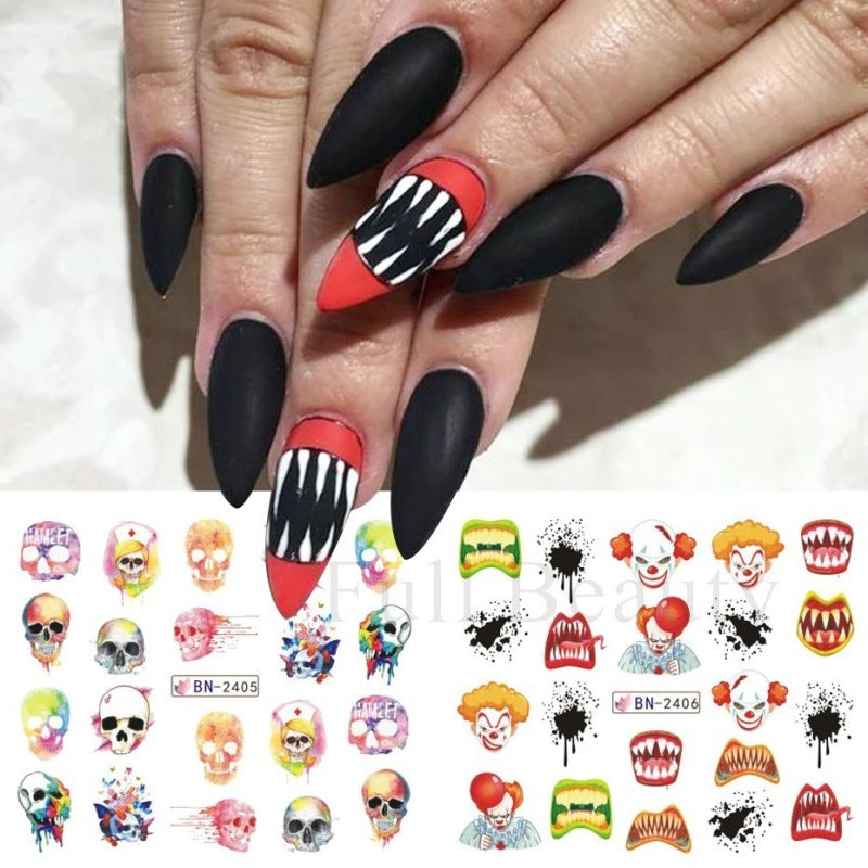 Halloween Skull Nail Stickers Funny Skull Design