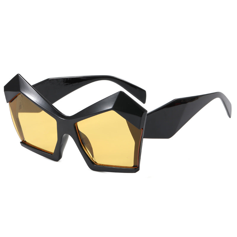 Gafas de sol con diseño de gato, estilo retro, con montura grande y polígono de moda