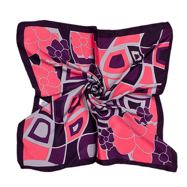 Foulard carré en imitation soie imprimé pour femme