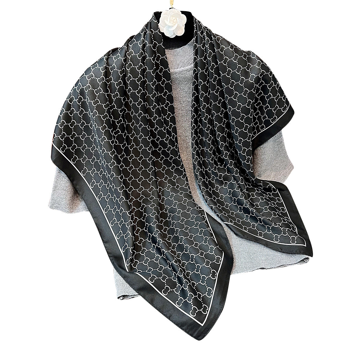 Spring And Summer Silk-Like Printed Scarf