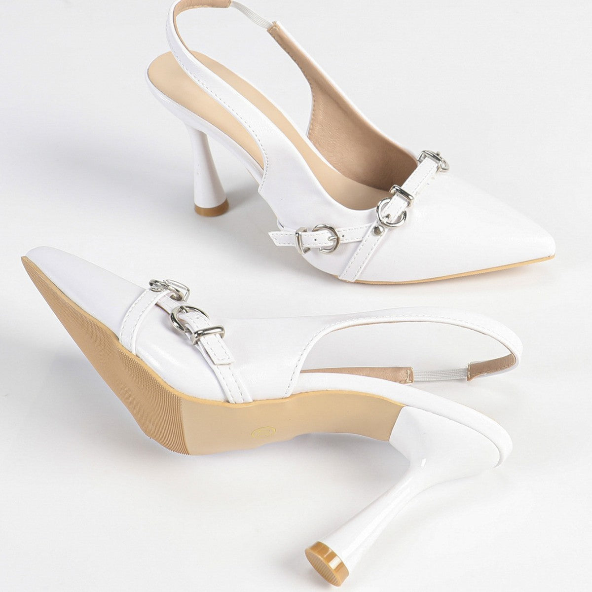 Fashion Pointed High Heels - White and Wine Red