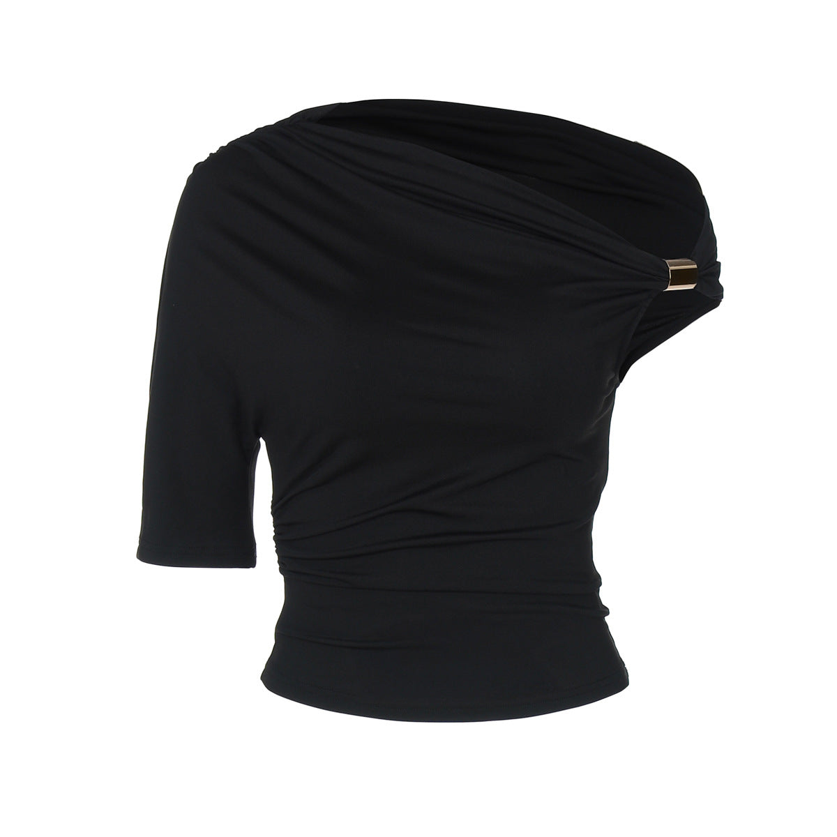 Women Fashion Sexy Solid Color Asymmetrical Crop Top