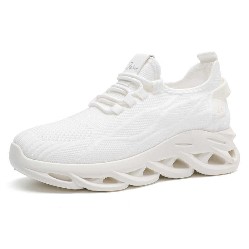Zapatillas informales de malla transpirable con suela gruesa para mujer