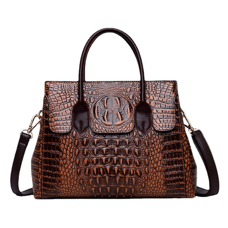 Bolso de mano informal de PU con estampado de cocodrilo para mujer