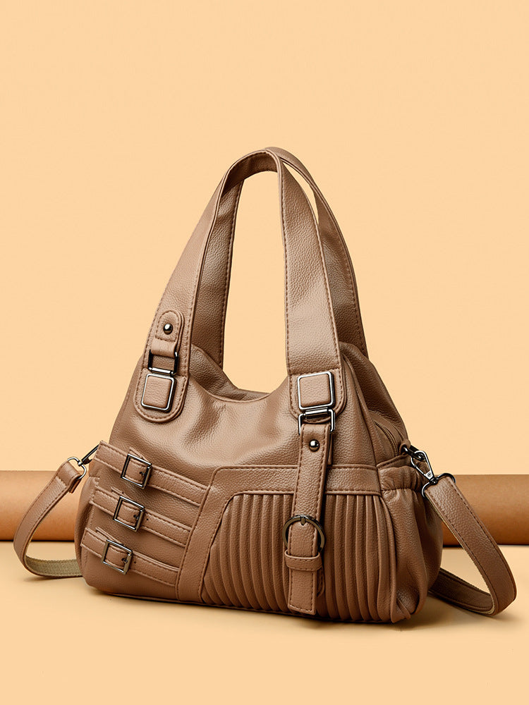 Sac à main en PU de grande capacité, décontracté et tendance, couleur unie, pour femmes