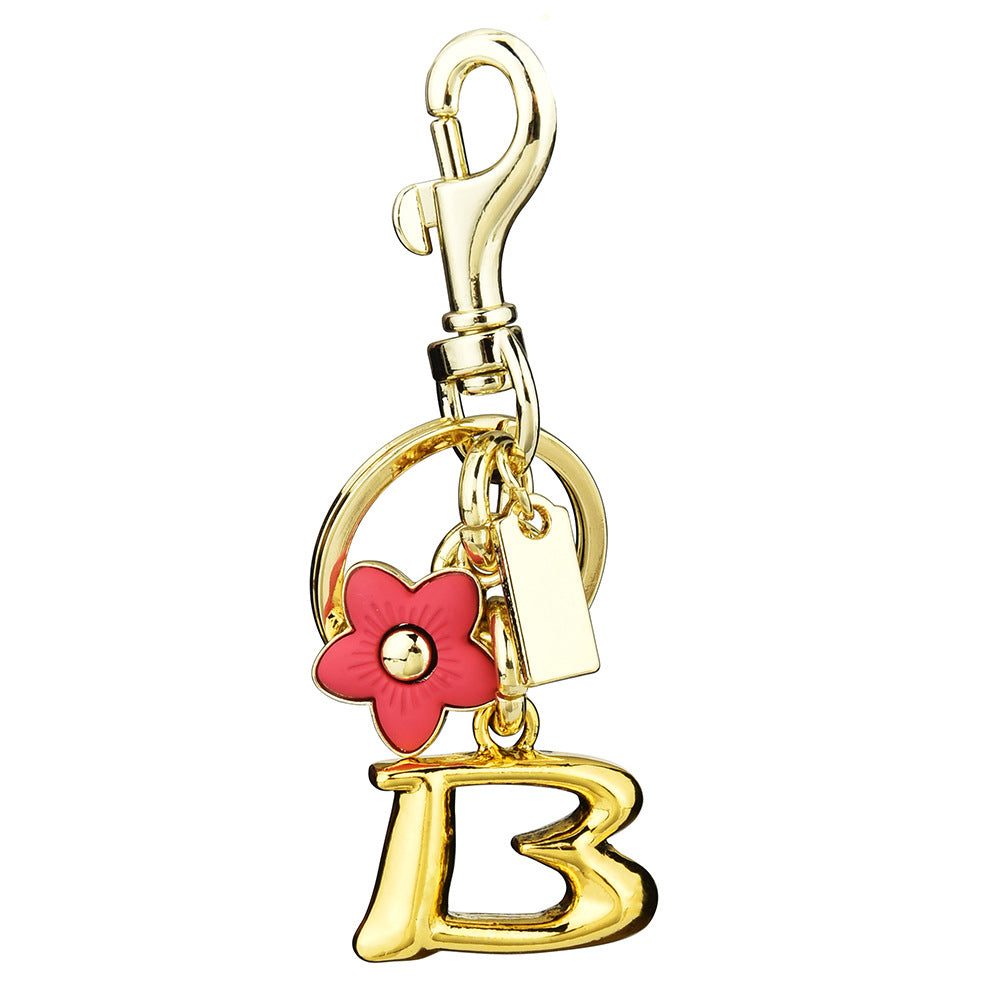 Women Fashion Cute Floral Letter Pendant Keychain