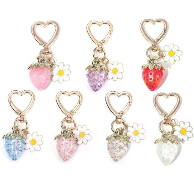 Cute Strawberry Heart-Shaped Key Chain Pendant