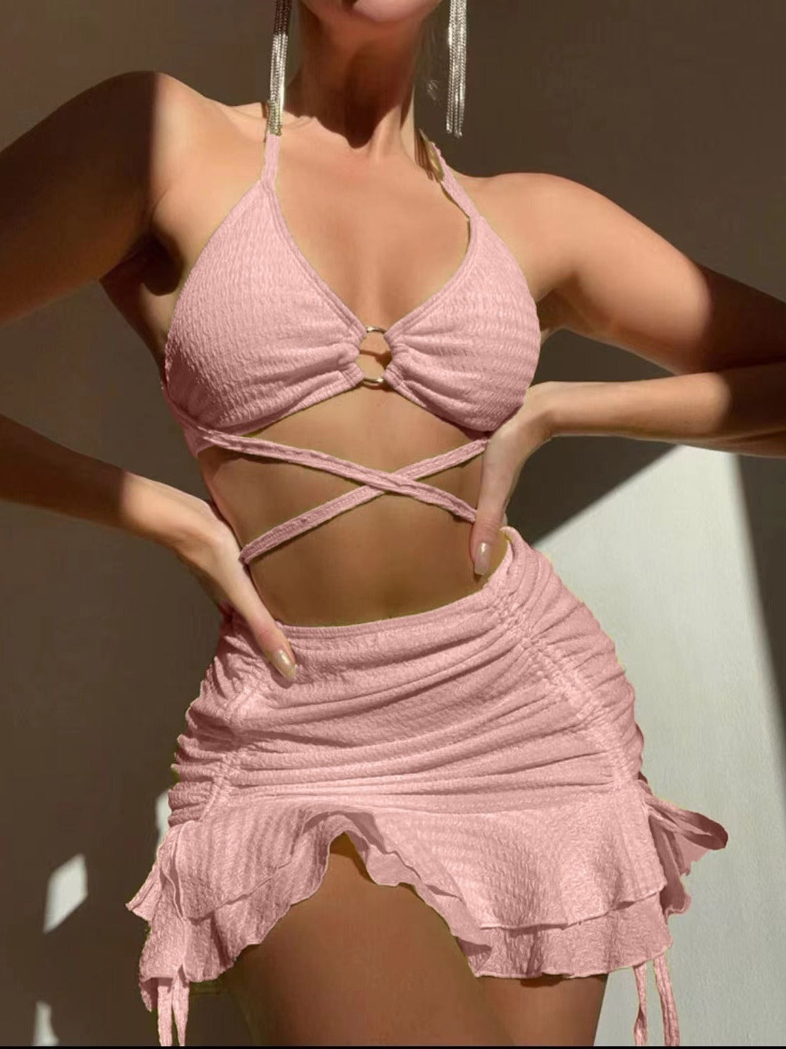Conjunto de bikini sexy de tres piezas para mujer