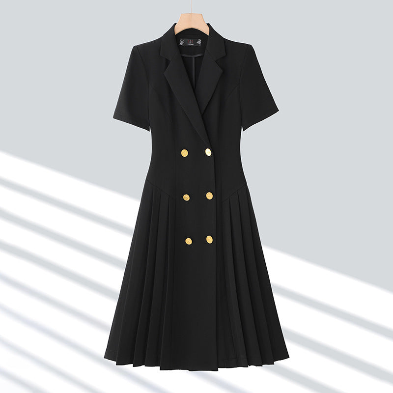 Women Fashion Casual Lapel Short-Sleeve Dress