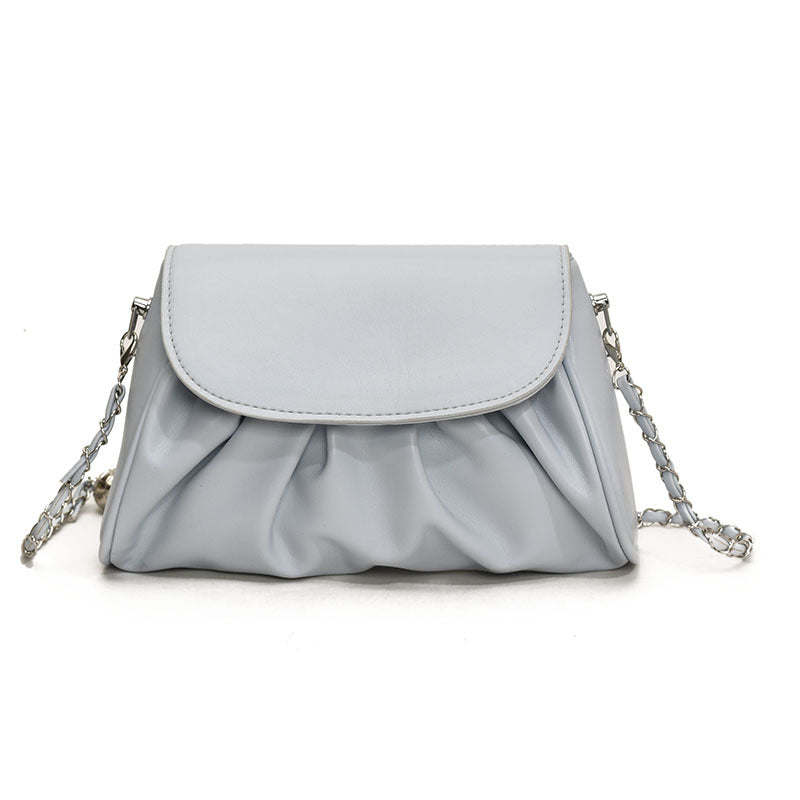 Bolso de hombro con cadena plisada de color liso para chica de moda