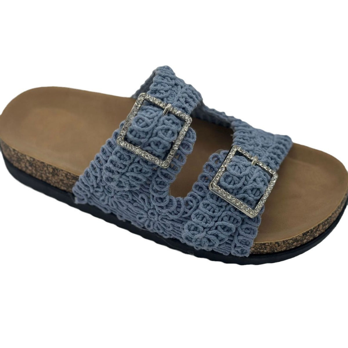 Women's Casual Vacation Woven Double Buckle Slippers