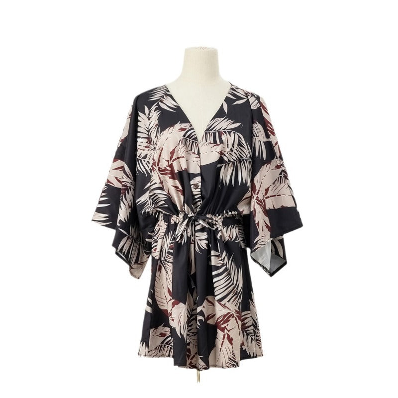 Summer Vacation Women Casual Leaf Print Dress