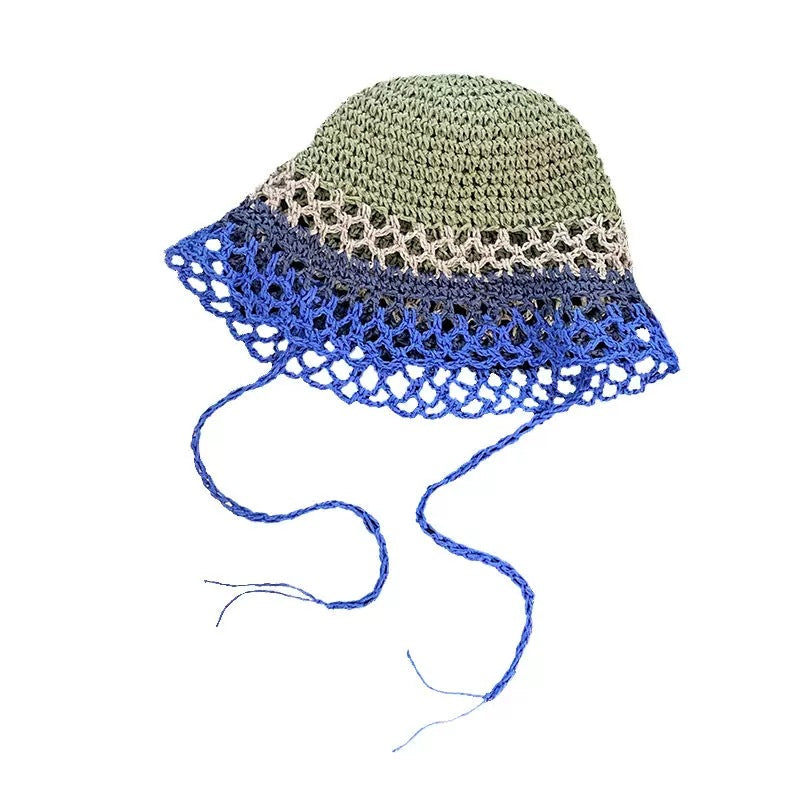 Sombrero de paja hueco tejido a mano sencillo de verano para mujer