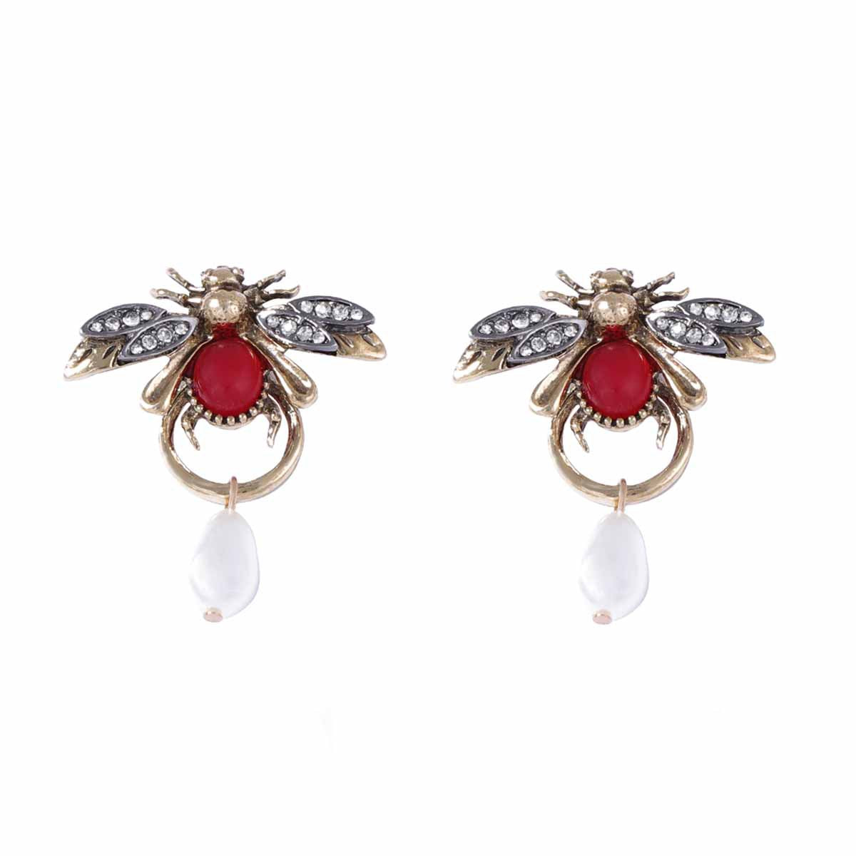 Women Fashion Retro Insect Water Drops Earrings