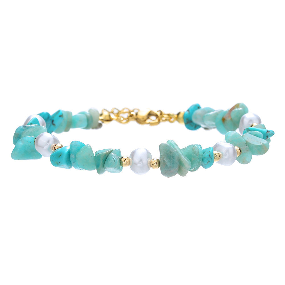 Pulsera vintage de perlas de cristal para mujer
