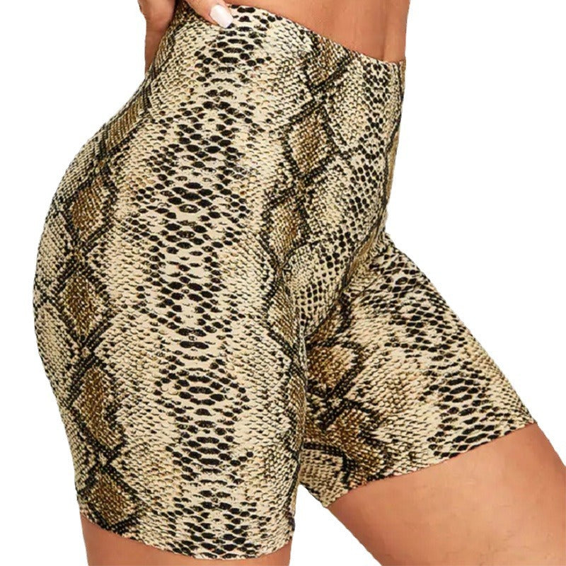 Short cycliste sexy à imprimé léopard et serpent pour le sport et le yoga