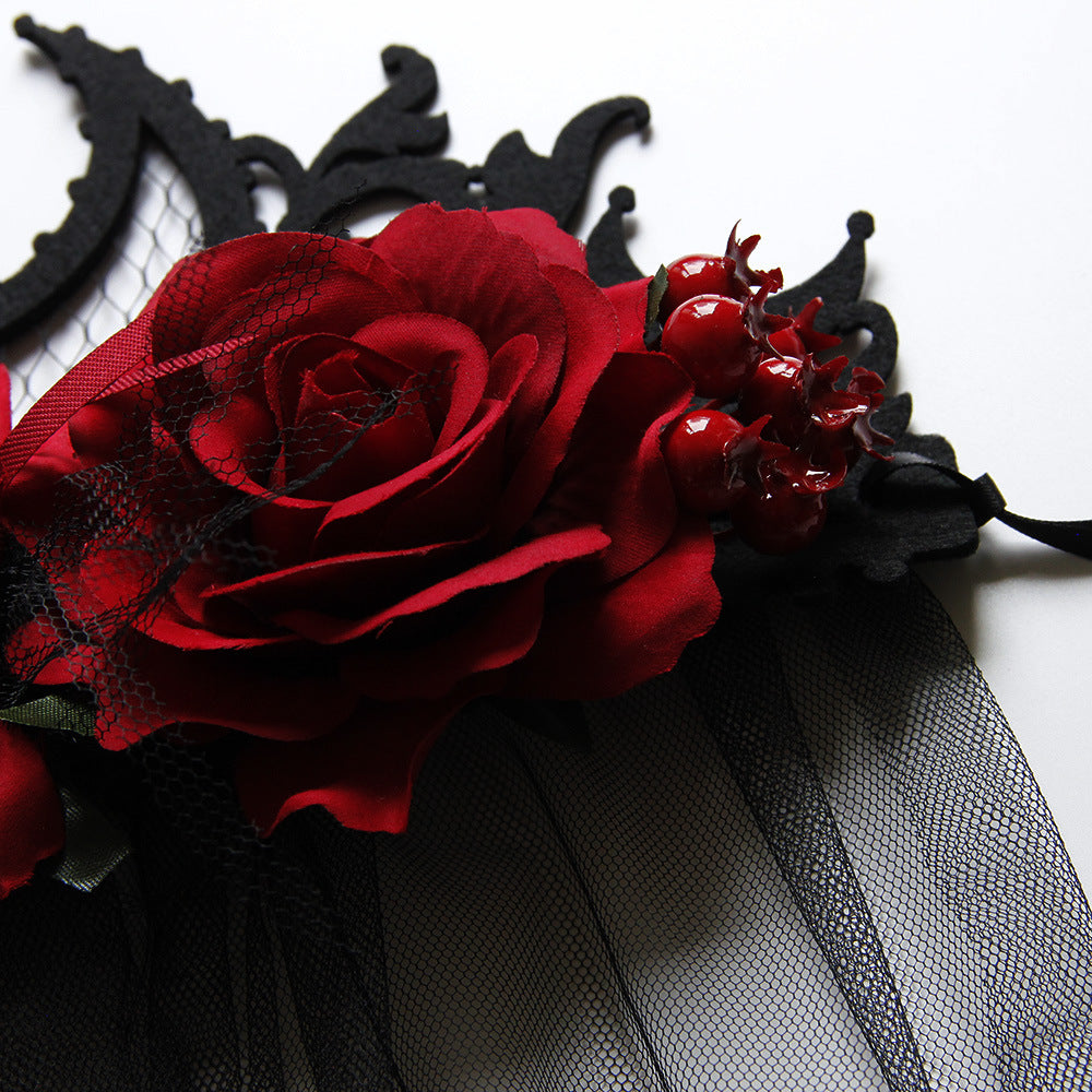 Couronne diadème gothique en maille rose pour femme